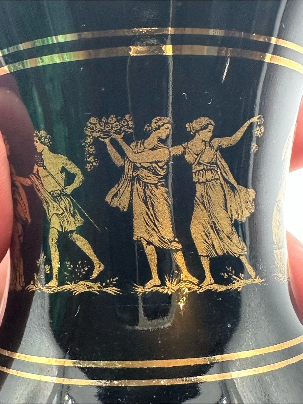 Vintage Greek SPARTHAS KERAMIK from Greece with decorative 24 K Gold detailing